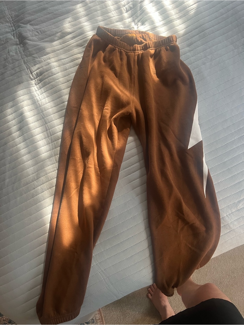 Aviator Nation Brown Track Pants with White Lightning Bolt - Picture 2 of 4